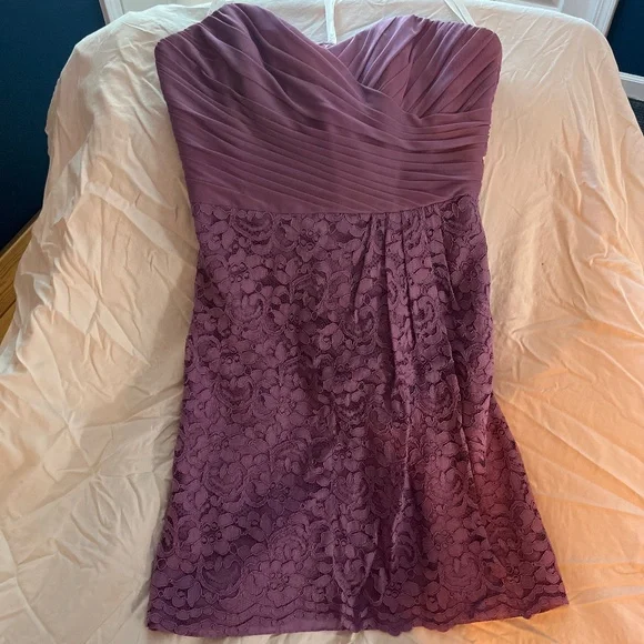 lavender bridesmaid dresses david's bridal David's Bridal Lavender Chiffon A-Line Midi Bridesmaid Dress